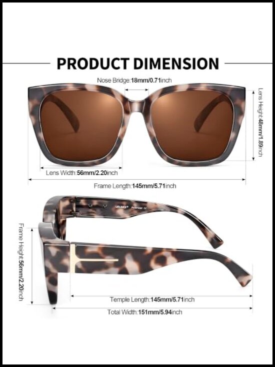 TR90 Polarized Sunglasses Fit Over Glasses UV400 Trendy Square Shades main image 5